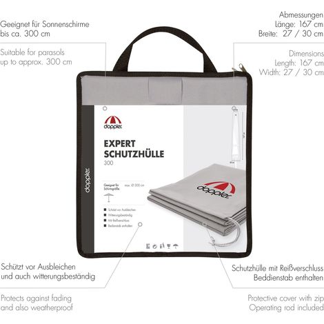 Doppler Schutzhülle EXPERT für Mittelmastschirme Sonnenschirme ø 250 300 350 / 400 x 400 cm Haube bis ø 300 cm (1/5)