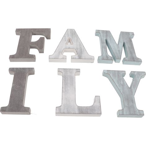 Lettres Décoratives en Bois Massif - Ornements Muraux Vintage pour la Famille (1/5)