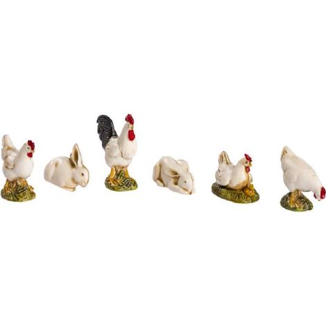 6 Animali da Cortile Bianchi Scala 1:20 Moranduzzo Landi