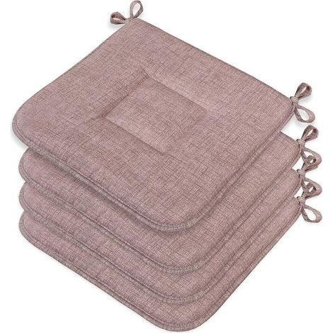 Lot De 4 Coussins Pour Chaise Cuisine Coton Doux Lavables Universelles Couleur Pastel Unie - Rouge (1/4)