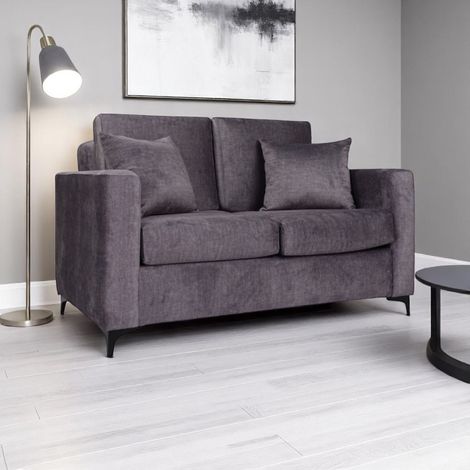 Divano tessuto grigio 2 posti 140 cm Kennedy imbottito design moderno (1/5)