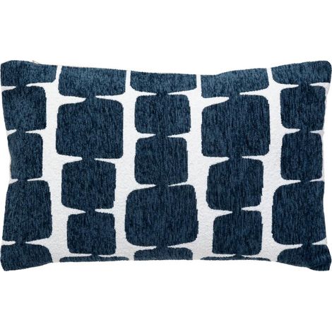 Housse de Coussin Chenille "Jeni" 30x50cm Bleu Égéen (1/5)