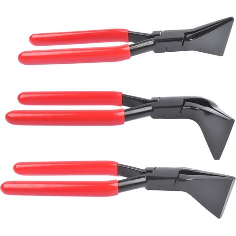 Pince à cintrer rouge, 3 pièces, pour tôle, angles 0°, 45° et 90°, acier au carbone poli noir.