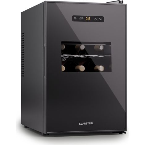 Klarstein Freistehender Weinkühlschrank 1 Zone, Getränkekühlschrank Klein, Kleiner Weinschrank, Wein-Kühlschrank Klein mit Glastür, Indoor/Outdoor Flaschenkühlschrank, Wine Fridge, 15 Flaschen