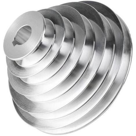 5-stufige Pagodenriemenscheibe, 20 mm Bohrung, 54–150 mm Außendurchmesser, Aluminiumriemenscheibe für Keilriemen Typ A, für Motoren und Förderbänder, 12,7 mm Riemenbreite (1/5)