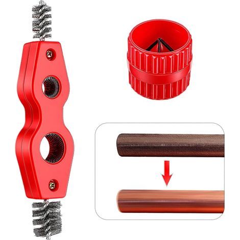1 pièce outil d'ébavurage de tuyaux, 1 pièce coupe-bords, embout de perçage pour nettoyage de tuyaux en cuivre, outil de nettoyage de tuyaux de perceuse, outil d'ébavurage, brosse de nettoyage de (1/5)