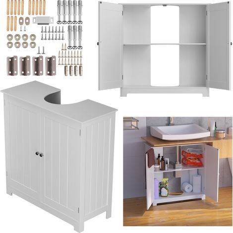 Badezimmer unter Waschbecken Speicher Schrank WC Waschbecken Holzmöbel 60X60cm (1/5)