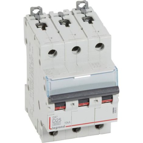 Disjoncteur DX³6000 10kA arrivée haute et départ bas à vis 3P 400 - 25A - courbe D - pour peigne HX³ traditionnel - LEGRAND