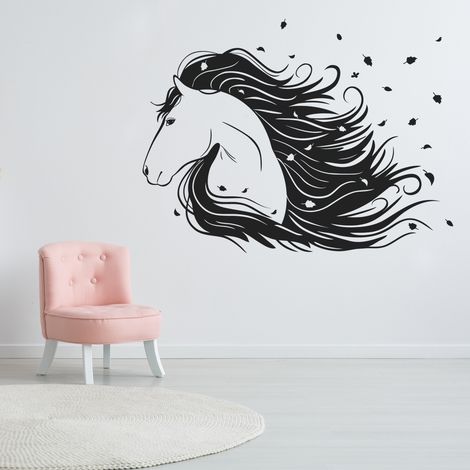 Sticker Mural - Tête de cheval - 37x57 cm - Noir (1/3)