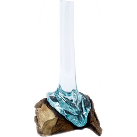 Verre fondu sur bois - Vase- Vendu par 1 (1/4)