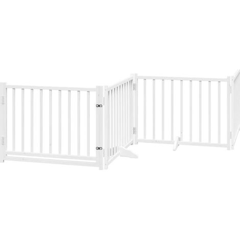 Barrière pour chiens avec porte 4 panneaux bois de sapin massif
