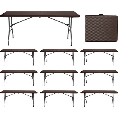 MegaPack 10 rechteckige Klapptische in Rattanoptik 180x74cm Thinia Home