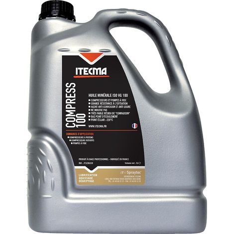 Huile pour compresseurs Compress 100 bidon de 5 litres - ITW SPRAYTEC ITECMA