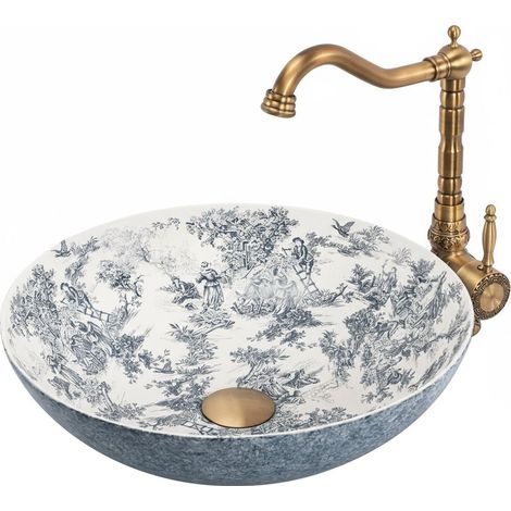 LAVABO SOBRE ENCIMERA REA JULIANA WHITE BLUE