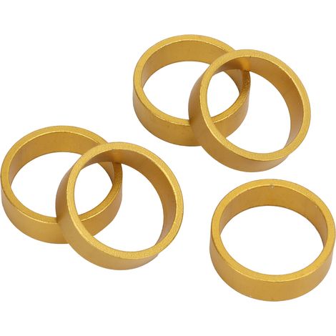 Satz mit 5 10-mm-Lenkscheiben, glänzende Oberfläche, langlebig, für Mountainbike-Vorderradgabeln, goldfarben. (1/5)