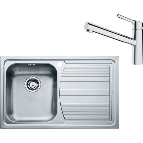 Franke Sets - Set N83, Spülbecken Edelstahl LLX 611/2 und Küchenarmatur FC 3055.031, Edelstahl/Chrom 101.0650.597