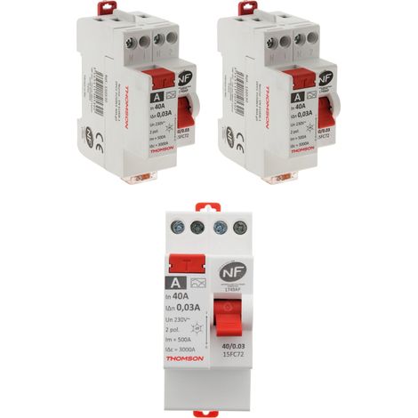 3 Interrupteurs différentiels à vis - 30mA type AC 40A NF - Thomson