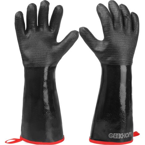 Gants de barbecue, 45,7 cm, 500 ℃, résistants à la chaleur, imperméables, résistants à l'huile, gants isolants à manches longues pour griller, fumoir, cuisine, barbecue, friteuse à dinde, four (1/5)