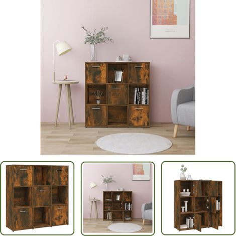 The Living Store Bibliothèque Chêne fumé 90x30x90 cm Bois d'ingénierie - Bibliothèque - Meuble De Rangement - Armoire À Livres - Étagère - Décoration Intérieure (1/5)