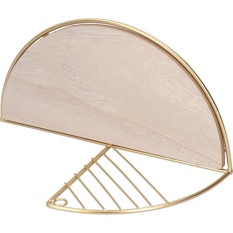 Étagère murale décorative en fer et bois pour rangement et exposition, soudée à la main. (1/5)
