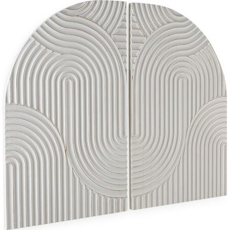 Sculpture murale en bois blanc relief arqué - Blanc (1/4)