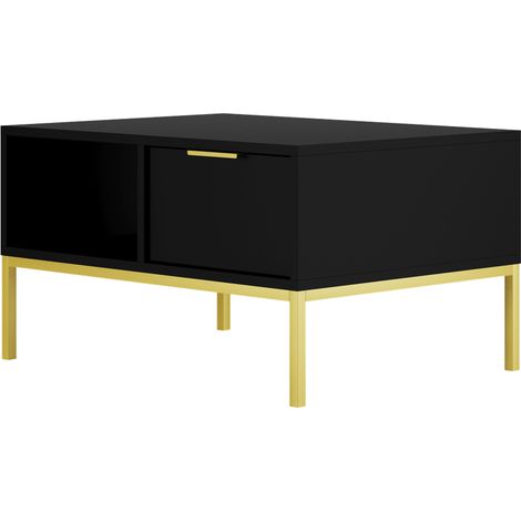 Table basse AUSTIN 60x45x80 cm Avec tiroir Avec rangement noir (1/5)