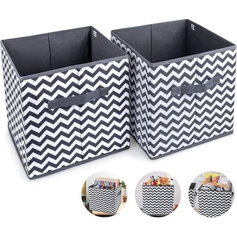 2 cubes de rangement pliables, boîtes de rangement 28x27x27cm, boîtes en non-tissé avec poignées, panier de rangement, boîte de rangement Loc KK (1/5)