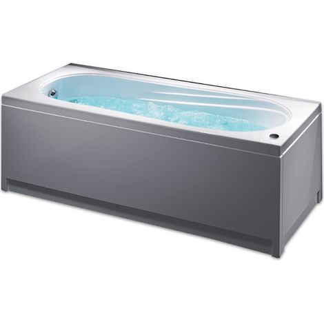 Vasca da bagno rettangolare in acrilico bianco con telaio e pannelli - 170x70 cm