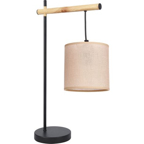 Lampe scandi noir bois abat-jour beige E27 Candellux (1/2)