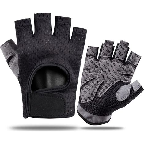 (Noir, taille XL) Gants d'haltérophilie, protection complète de la paume, adaptés au fitness et au cyclisme, respirants et ultra-légers, unisexes. (1/4)