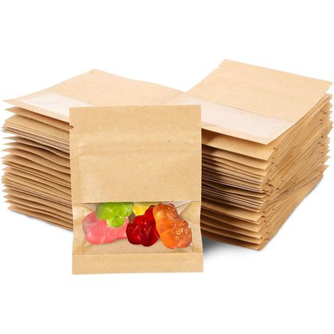 100 Stück Kraftpapiertüten, wiederverschließbare braune Kraftpapier-Saatguttüten (1/5)