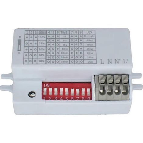Détecteur de mouvement pour éclairage automatique, radar micro-ondes 5,8 GHz, alimentation 110-240 V, adapté pour couloirs et installations d'éclairage à détecteur de présence (1/5)