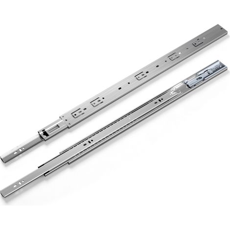 Randaco 1 Paar Schubladenschienen 600 mm Vollauszug, 3-teilig, Softclose mit Selbsteinzug, 45 kg Tragkraft, Schubladenauszug aus Stahl (1/5)