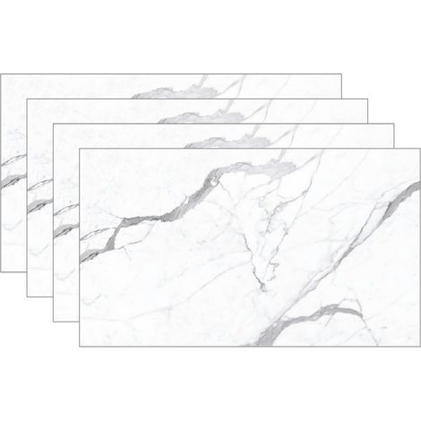 Pannello UV Effetto Marmo 60x120 cm Paraschizzi per Cucina Colore Bianco Conf. 4 Pezzi Colore Bianco (1/5)