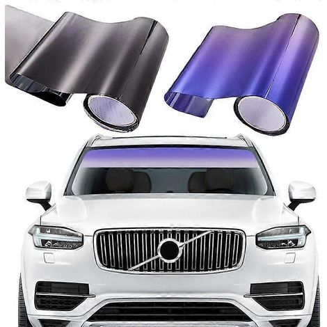rouleau de film solaire imperméable pour pare-brise de voiture, isolation thermique, film pare-soleil dégradé, autocollant décoratif coloré, accessoires auto, dégradé bleu (1/5)