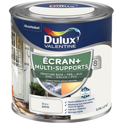 ECRAN+ MULTI-SUPPORTS EXTERIEURE - Peinture en Phase Aqueuse Éxtérieur - Satin Blanc 0,25 L - Dulux Valentine