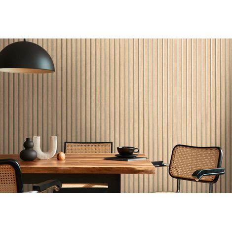 Papier peint tasseau bois, beige, salle à manger, tendance, salon, 786651 (1/4)
