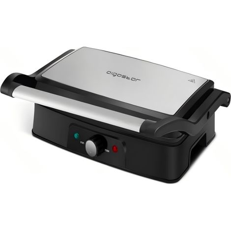 Appareil à panini Aigostar 1500 W avec bouton de réglage, acier inoxydable, grill électrique multifonctionnel pour usage domestique