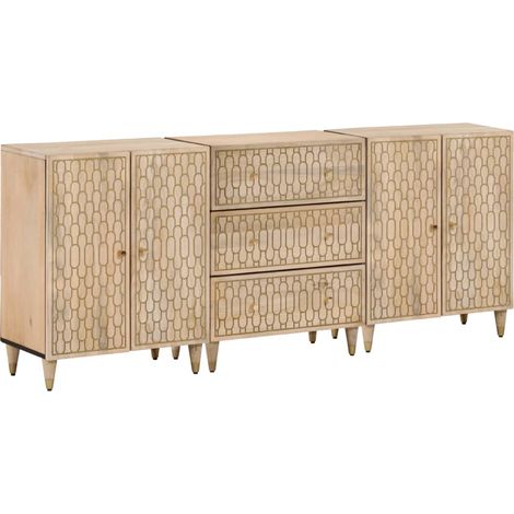 Beistellschränke 3 Stk. 60x33x75 cm Massivholz Mango