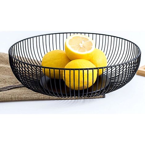 Corbeille à fruits, rangement pour légumes, snack, pain, En fil métallique, Noir (1/5)