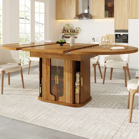 Esstisch ausziehbar MDF Walnuss 118-158x118x77 cm mit Stauraum (1/5)