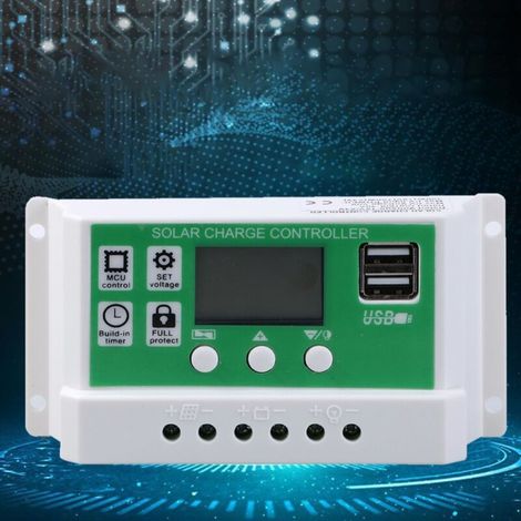Regolatore di carica solare PWM 100A 12/24V, regolatore di batteria intelligente con doppia porta USB, parametri regolabili, schermo LCD, impostazione timer -Crezuo