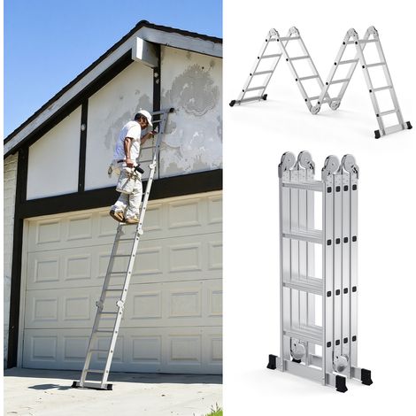 Randaco Alu Gelenkleiter 4x4 Stufen, klappbare Mehrzweckleiter, 150 kg, für Haus Garten und Werkstatt (1/5)