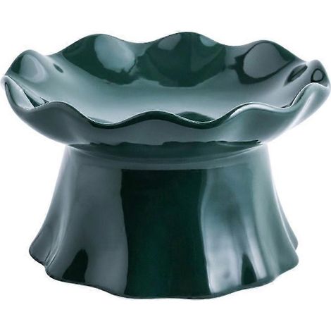 Gamelles surélevées en céramique pour chats, pour nourriture ou eau, anti-stress, anti-refoulement - Vert malachite (1/5)
