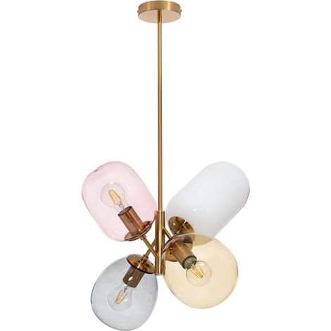 – Suspension métal et verre Papallona multicolore – Hauteur 120cm – Culot E27 – Ampoule non incluse – Design élégant pour espaces variés (1/5)