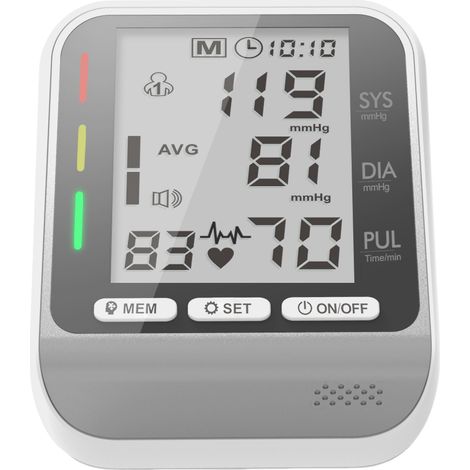 Tensiomètre électronique intelligent automatique au poignet avec indicateur tricolore de tension artérielle