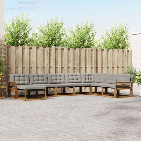 vidaXL Outdoor-Sofagarnitur mit Kissen 8 pcs Natürlich und Hellgrau (1/5)