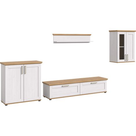 Verona Regal System 4 Teile weiß, Eiche Dekor.