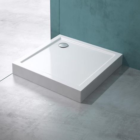 Mai & Mai Piatto Doccia con Piletta 90x90x14cm in Acrilico incl. Piletta di Scarico (AL01) Faro1H, Bianco