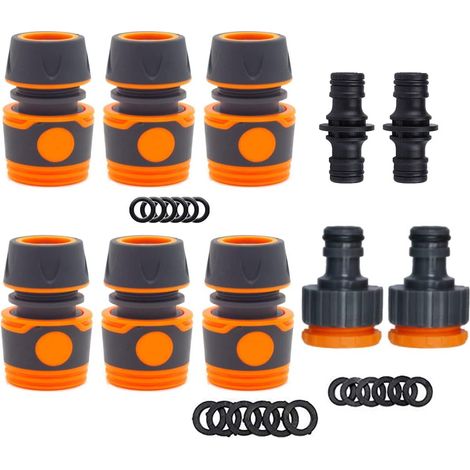 Kit de Raccordement de Tuyau d'Arrosage 1/2" - 10 Pièces, Raccord Rapide et Accessoires pour Tuyau d'Arrosage